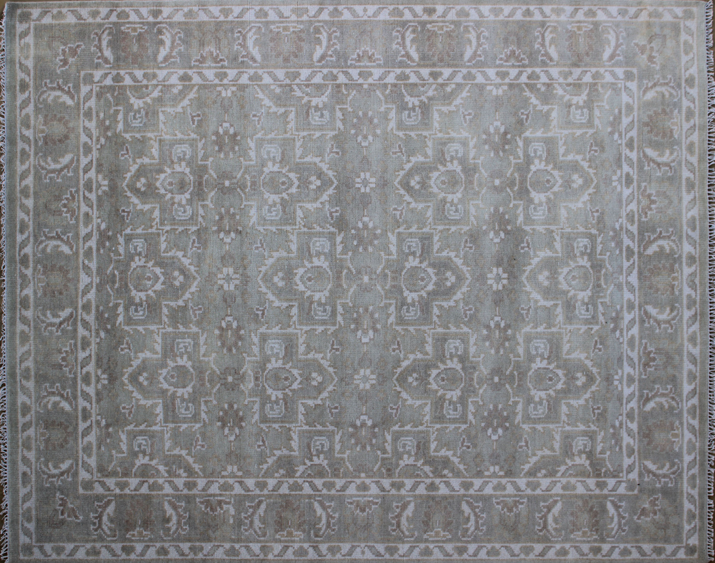 Classic Beige Semi twist Wool Rug 8ft x 10ft - Handknotted Carpet Manufacturer Mirzapur